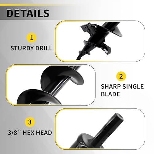 Garden Auger Drill Bit 3" x 24" for Planting and Post Hole Digging K631624