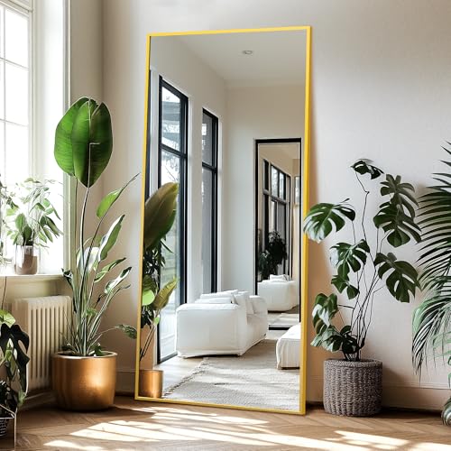 Delma Wall Full Length Mirror with Aluminium Frame, 56x15, Black Z730