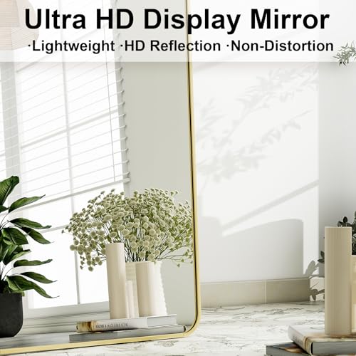 HARRITPURE 56" x 21" Rounded Full Length Floor Mirror with Aluminum Frame I85546