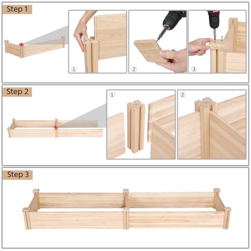 Yaheetech 8×2ft Wooden Raised Garden Bed for Flowers Vegetables Herbs Outdoor E283112