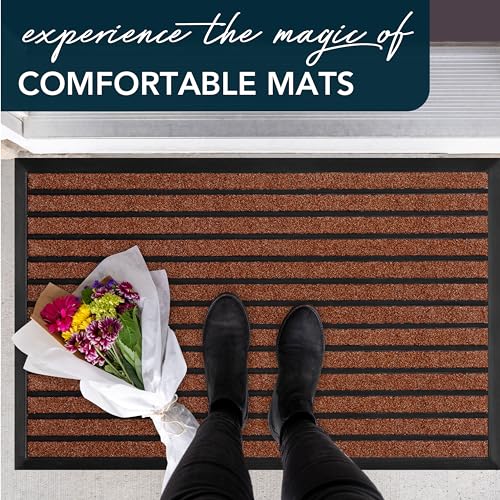 ubdyo Extra Durable Door Mat Non-Slip Outdoor Entrance 30" x 17" Bright Brown W5648