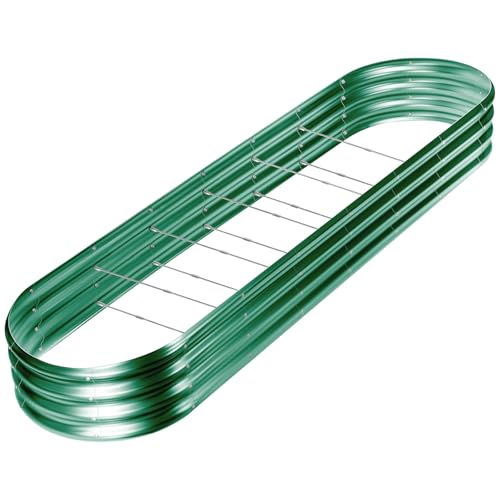 Land Guard 8ft Galvanized Raised Garden Bed Kit, Oval Metal Outdoor Planter Box, Silver D8675