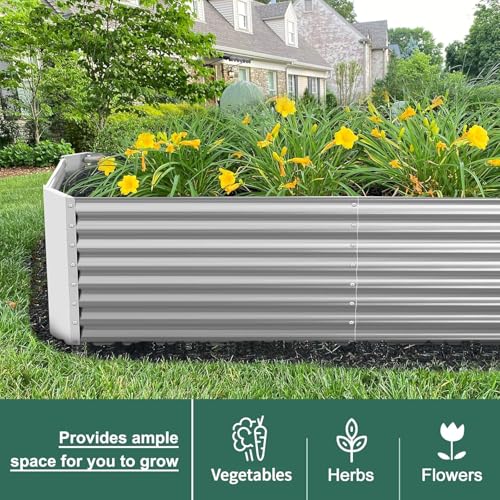 Land Guard 8×4×2 ft Galvanized Raised Garden Bed Kit for Vegetables D685