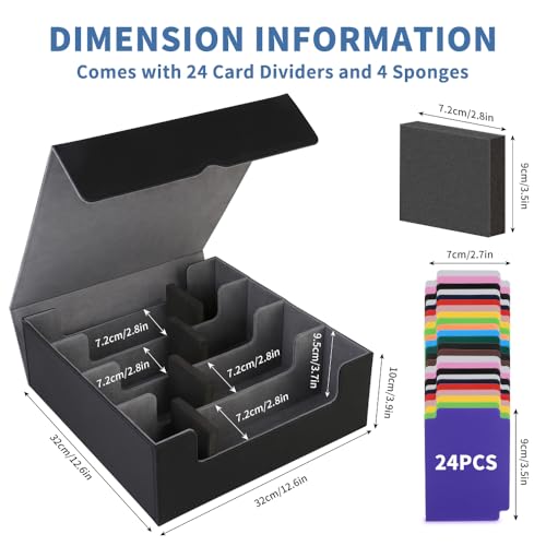 Trading Card Storage Box 4-Row Holder for MTG, Pokemon, YUGIOH S705