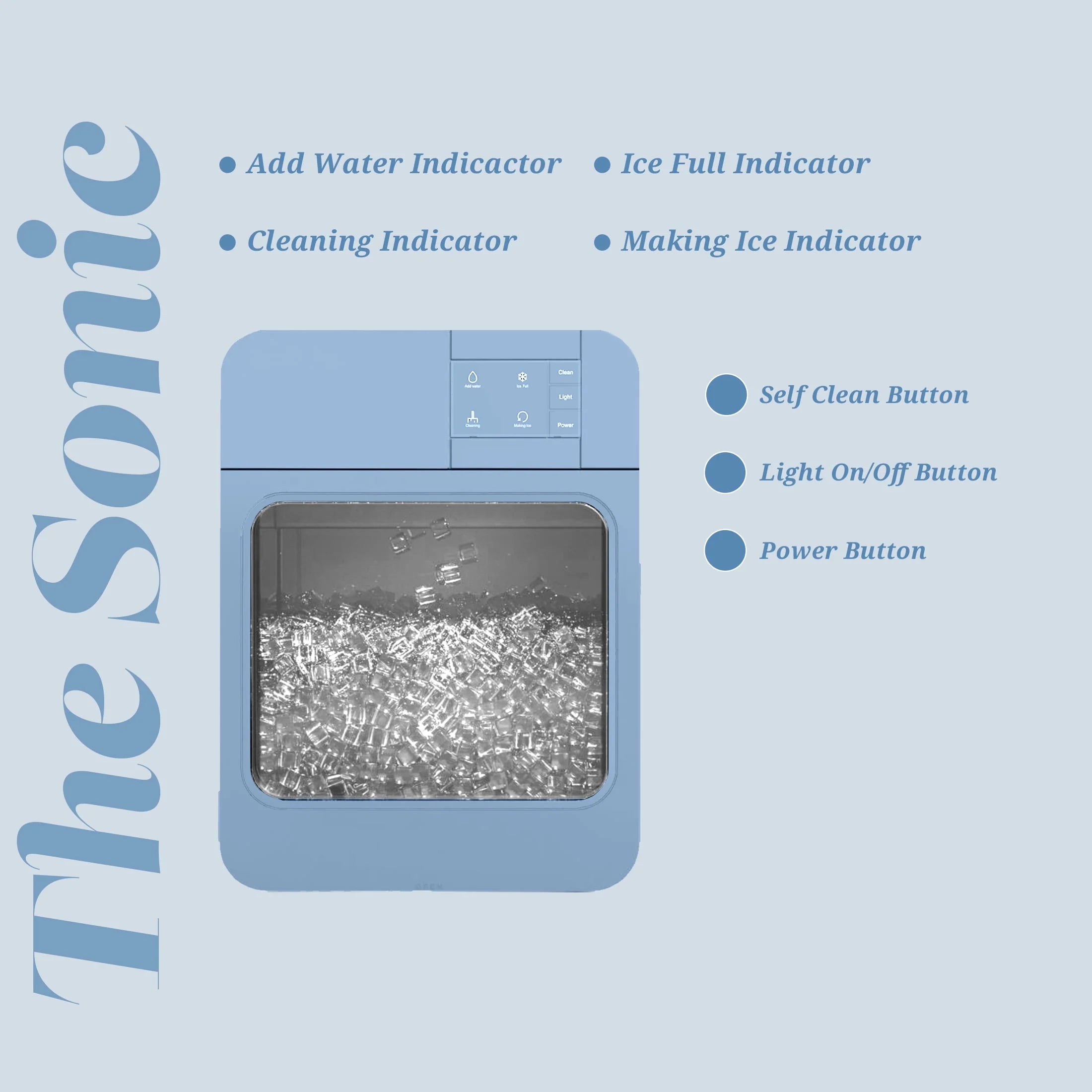 Orgo Products Sonic Countertop Nugget Ice Maker, Blue W585