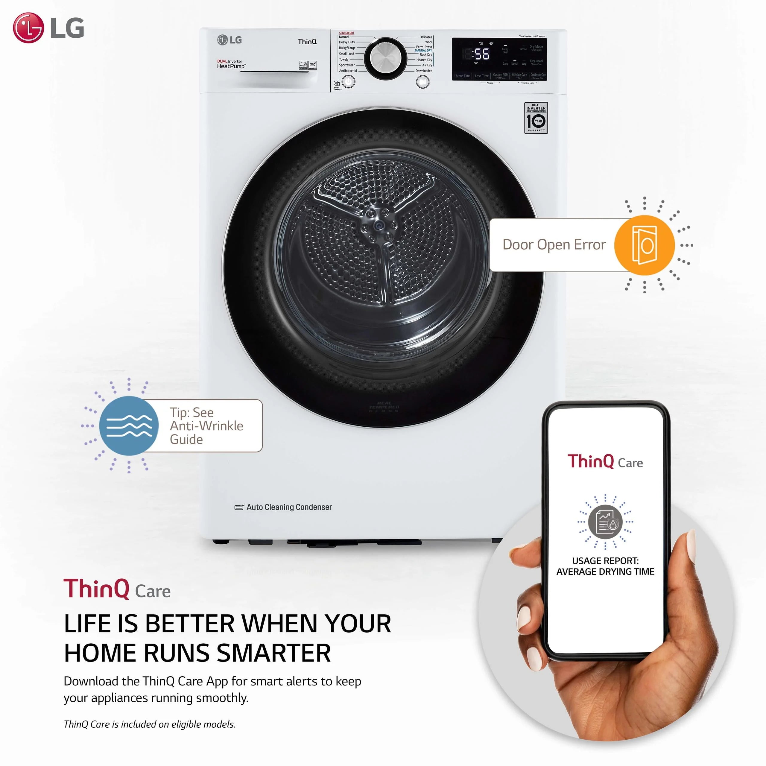 LG DLHC1455W Front Load Electric Dryer Gray U69211