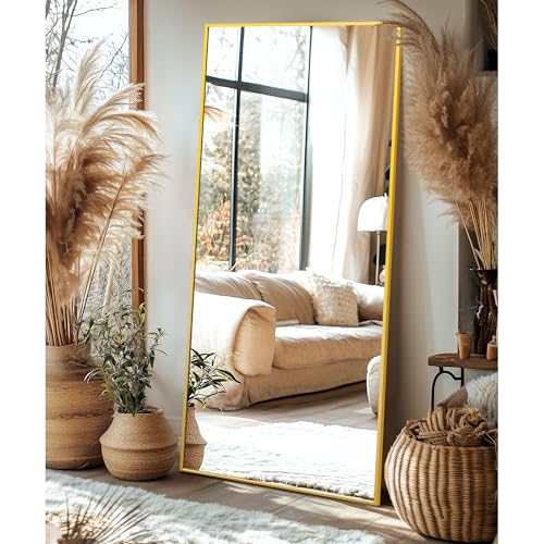 Delma Wall Full Length Mirror with Aluminium Frame, 56x15, Black Z730