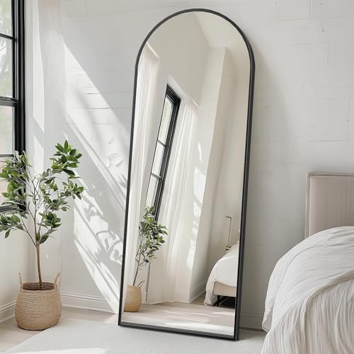 Sweetcrispy 64"x21" Arched Full Length Mirror, Standing or Leaning, Gold U4556