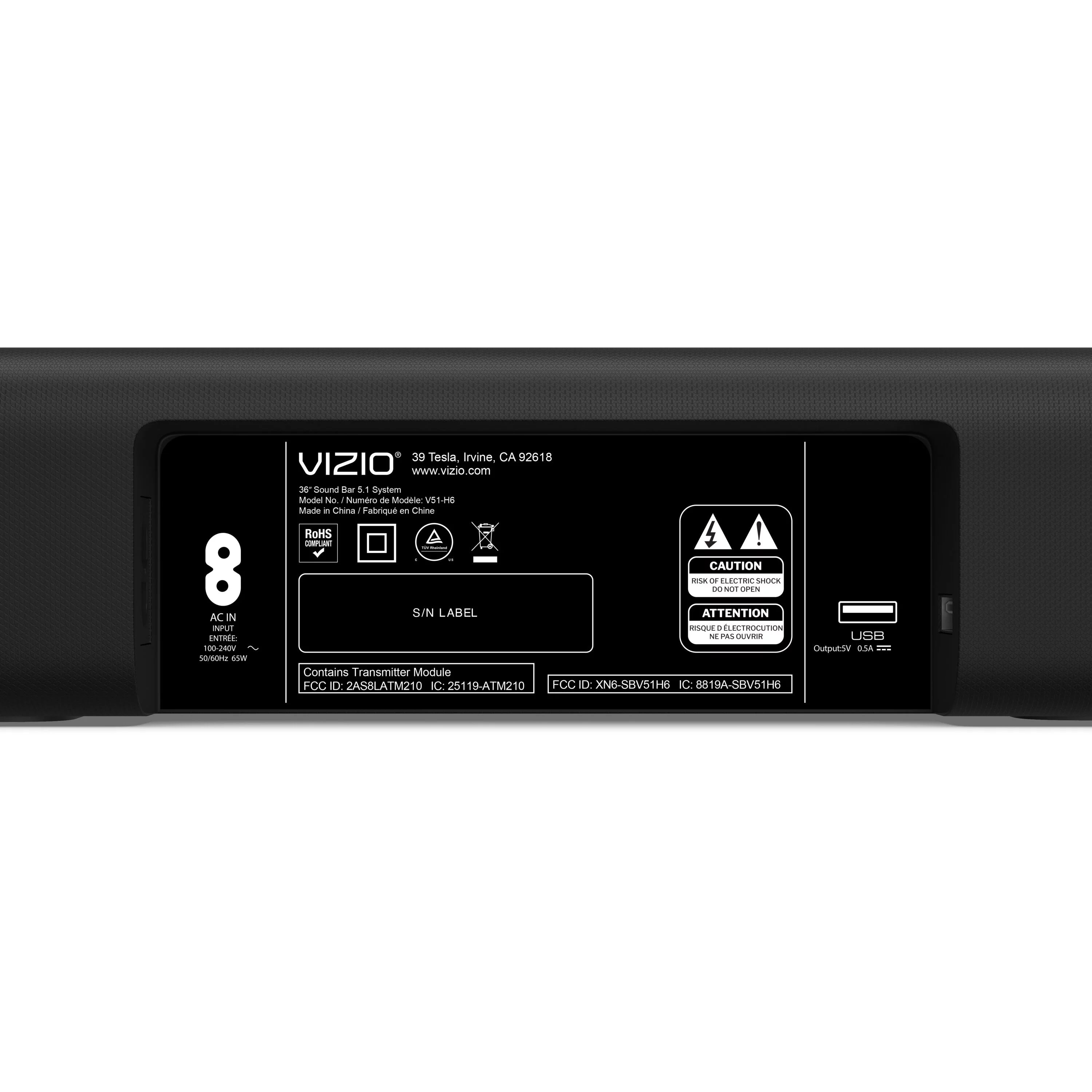 VIZIO V-Series 5.1 Sound Bar with DTS Virtual:X and Bluetooth B79742