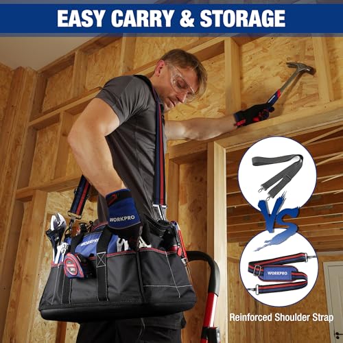 WORKPRO 16-inch Wide Mouth Tool Bag with Waterproof Molded Base K85487