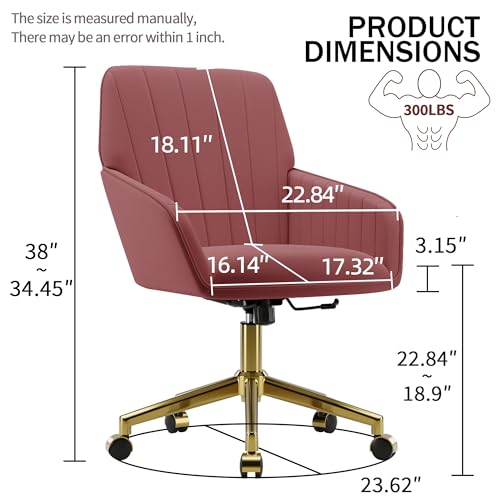 Velvet Home Office Chair with Gold Base, Swivel Desk Chair with Wheels (Cream) Z435471