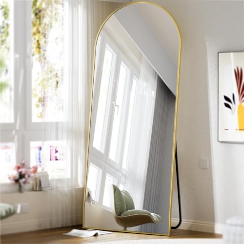 BEAUTYPEAK 65"x24" Arched Full Length Floor Mirror, Black D361