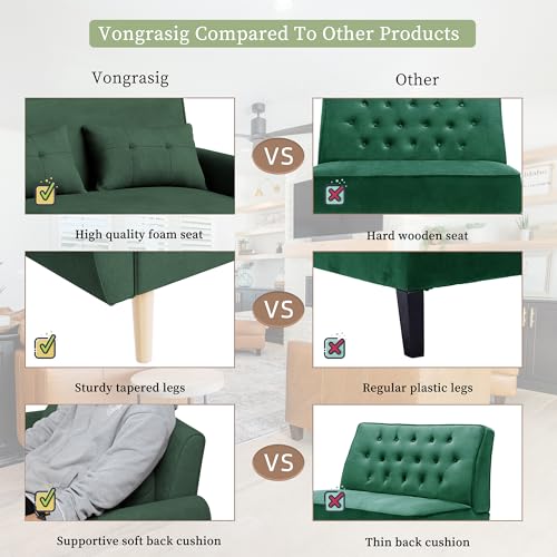 Vongrasig 47" Modern Loveseat Sofa, Mid Century Linen Fabric, Dark Gray O910
