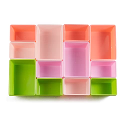 Amazon Basics Kids Toy Storage Organizer with 12 Plastic Bins, White and Pink E133327
