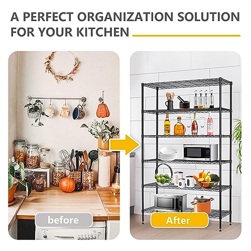 4 Tier NSF Wire Shelving Unit Heavy Duty Steel Storage Rack, Black X19089