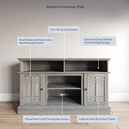 BELLEZE Norrell 48" Farmhouse Wood TV Stand for TVs up to 50 Inch, White R284