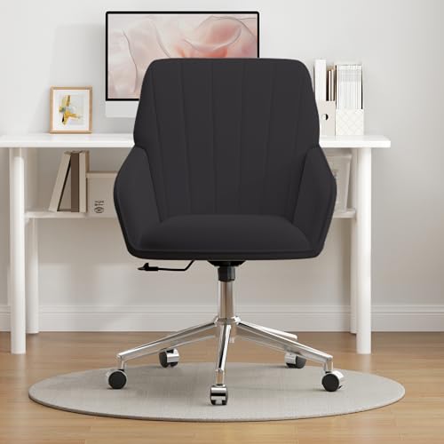 Velvet Home Office Chair with Gold Base, Swivel Desk Chair with Wheels (Cream) Z435471