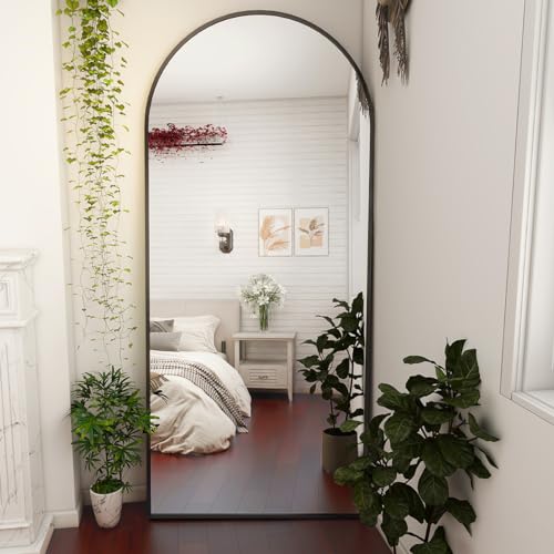 BEAUTYPEAK 65"x24" Arched Full Length Floor Mirror, Black D361