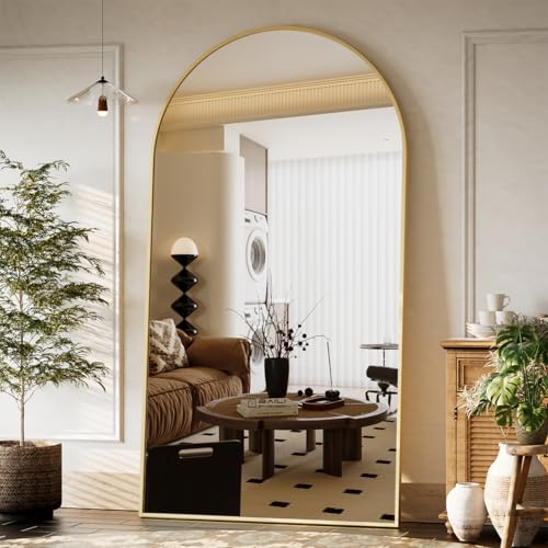 BEAUTYPEAK 65"x24" Arched Full Length Floor Mirror, Black D361