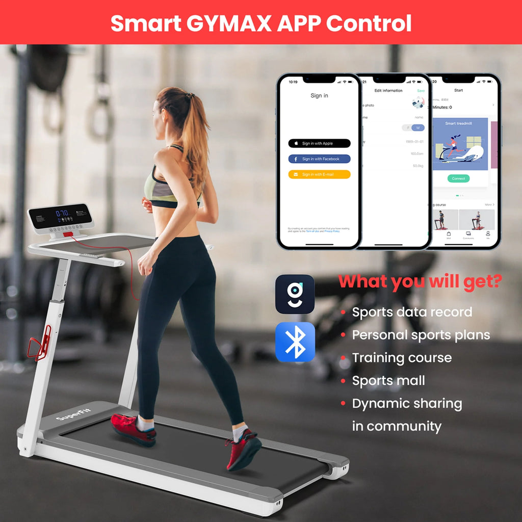 Superfit 3HP Folding Treadmill with APP Control, Black Z7624