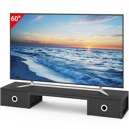 TV Riser with Fabric Drawers for 32-60 inch TV, Rustic Brown G130187