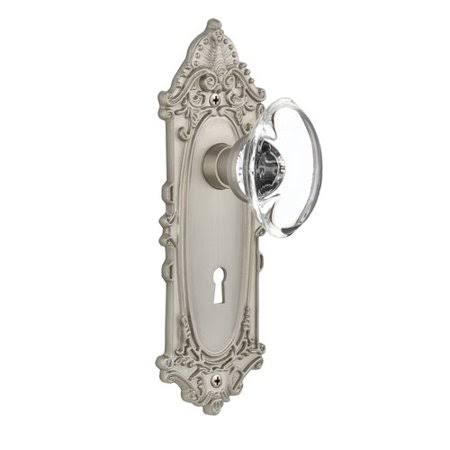 Nostalgic Warehouse Oval Clear Crystal Glass Double Dummy Door Knob with Victorian Plate Finish: Satin Nickel 711606