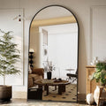 BEAUTYPEAK 65"x24" Full Length Mirror, Arch Full Body Floor Mirror, Wall Mirrors Hanging or Leaning Arched-Top with Stand for Bedroom, Dressing Room, Black