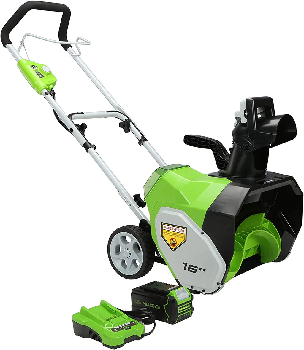 Greenworks 40V 16 Cordless Snow Thrower with 5Ah Battery and Charger F432246