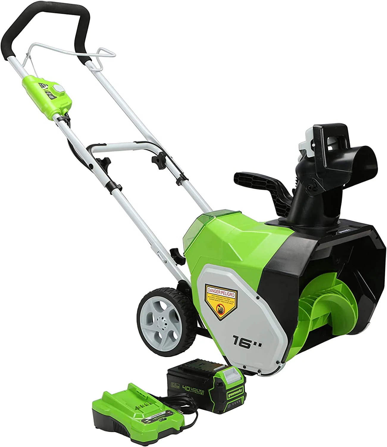 Greenworks 40V 16 Cordless Snow Thrower with 5Ah Battery and Charger F432246