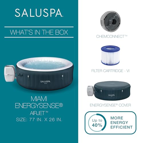 Bestway SaluSpa Aruba AirJet Inflatable Hot Tub, 67 x 26 Inch Round Portable Spa with Cover, Gray S258640