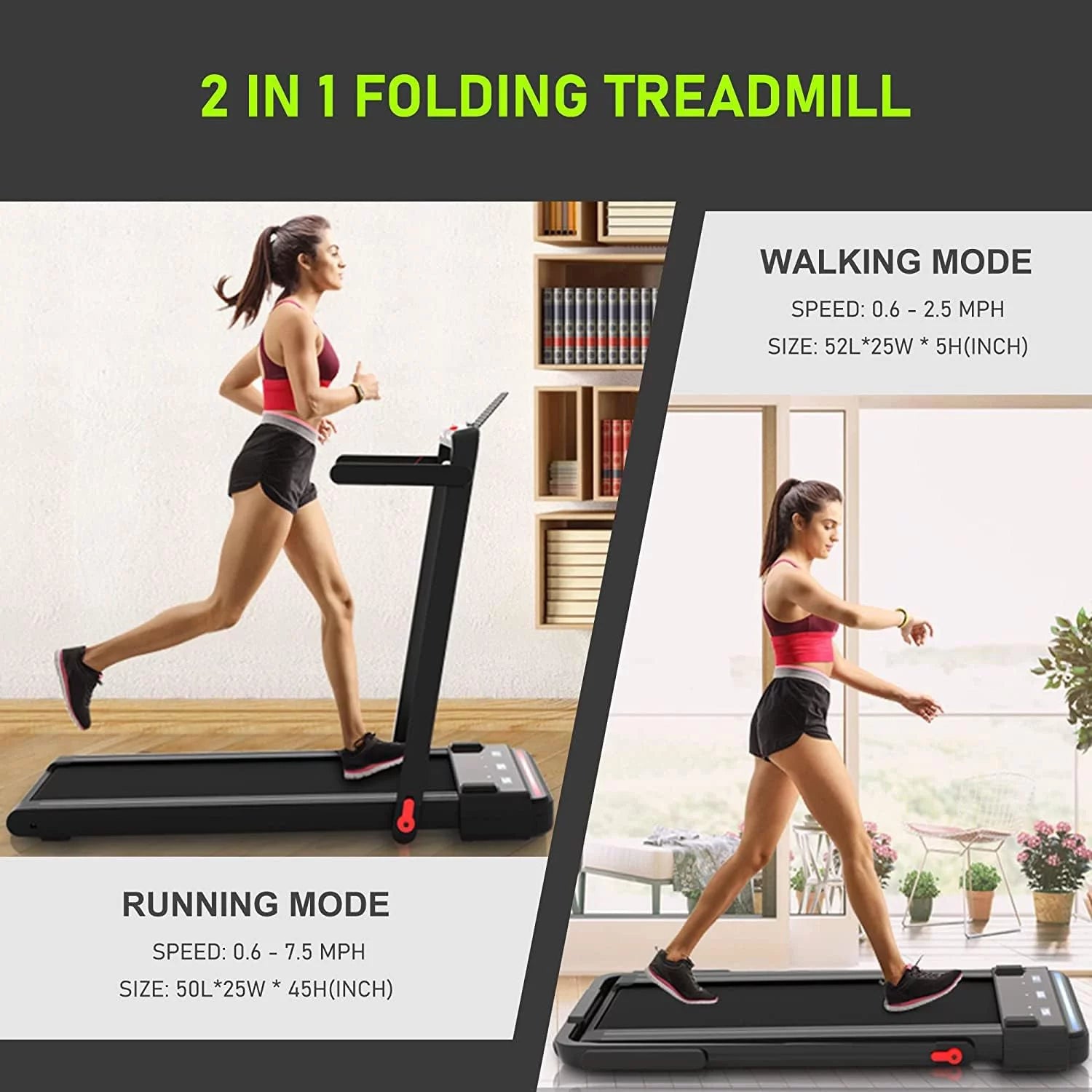 Under Desk Treadmill 2 in 1 Folding Portable Walking Electric with Remote Control S2694
