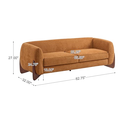 Christopher Knight Home Almab 82" Boucle 3-Seater Sofa, Wood Frame, Caramel Brown L227