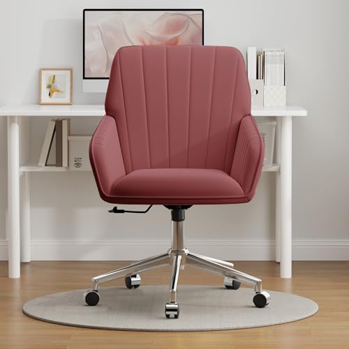 Velvet Home Office Chair with Gold Base, Swivel Desk Chair with Wheels (Cream) Z435471