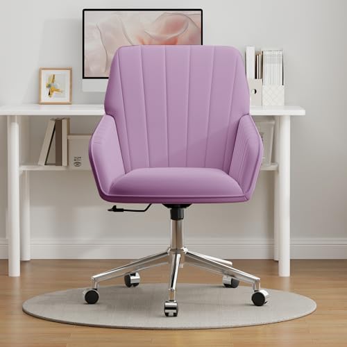 Velvet Home Office Chair with Gold Base, Swivel Desk Chair with Wheels (Cream) Z435471
