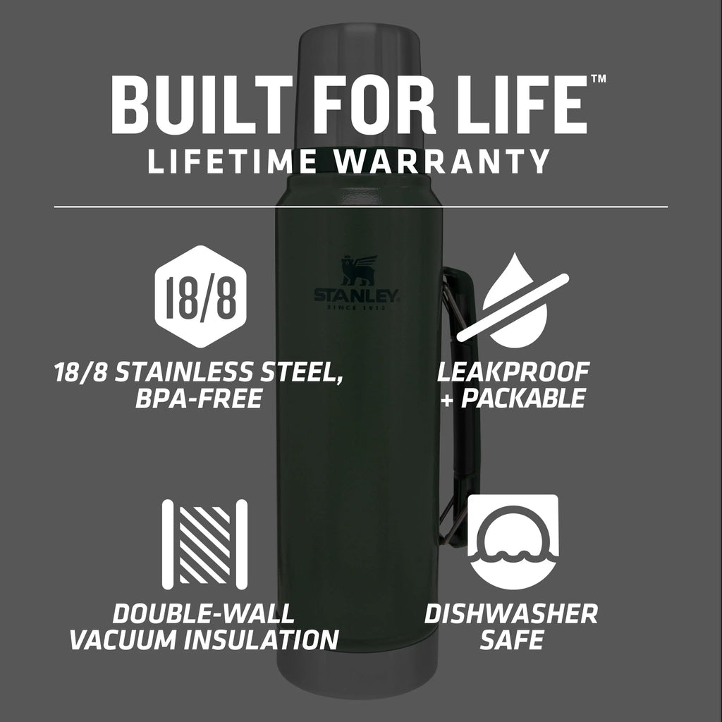 Stanley Classic Stainless Steel Vacuum Insulated Thermos Bottle 1.1 qt M736