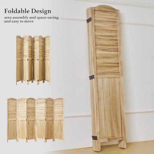 Room Partitions and Dividers, 5.6 Ft Tall Folding Wood Screen, 4 Panels S6959