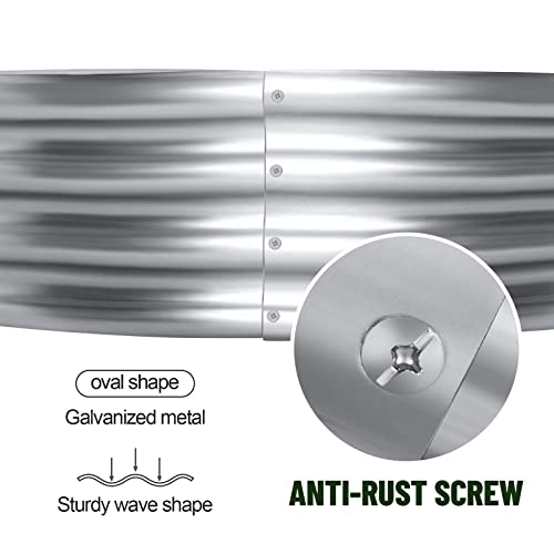 Land Guard 2Pcs Galvanized Raised Garden Bed Kit, Oval Metal Planter Box J899