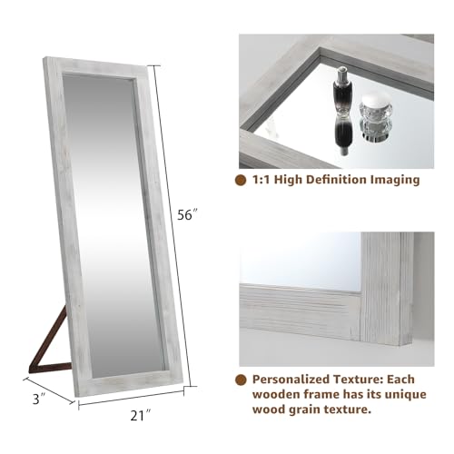 MELOMOIR Rustic Farmhouse Full Length Mirror 64"x21" Wood Frame Floor Mirror U91698