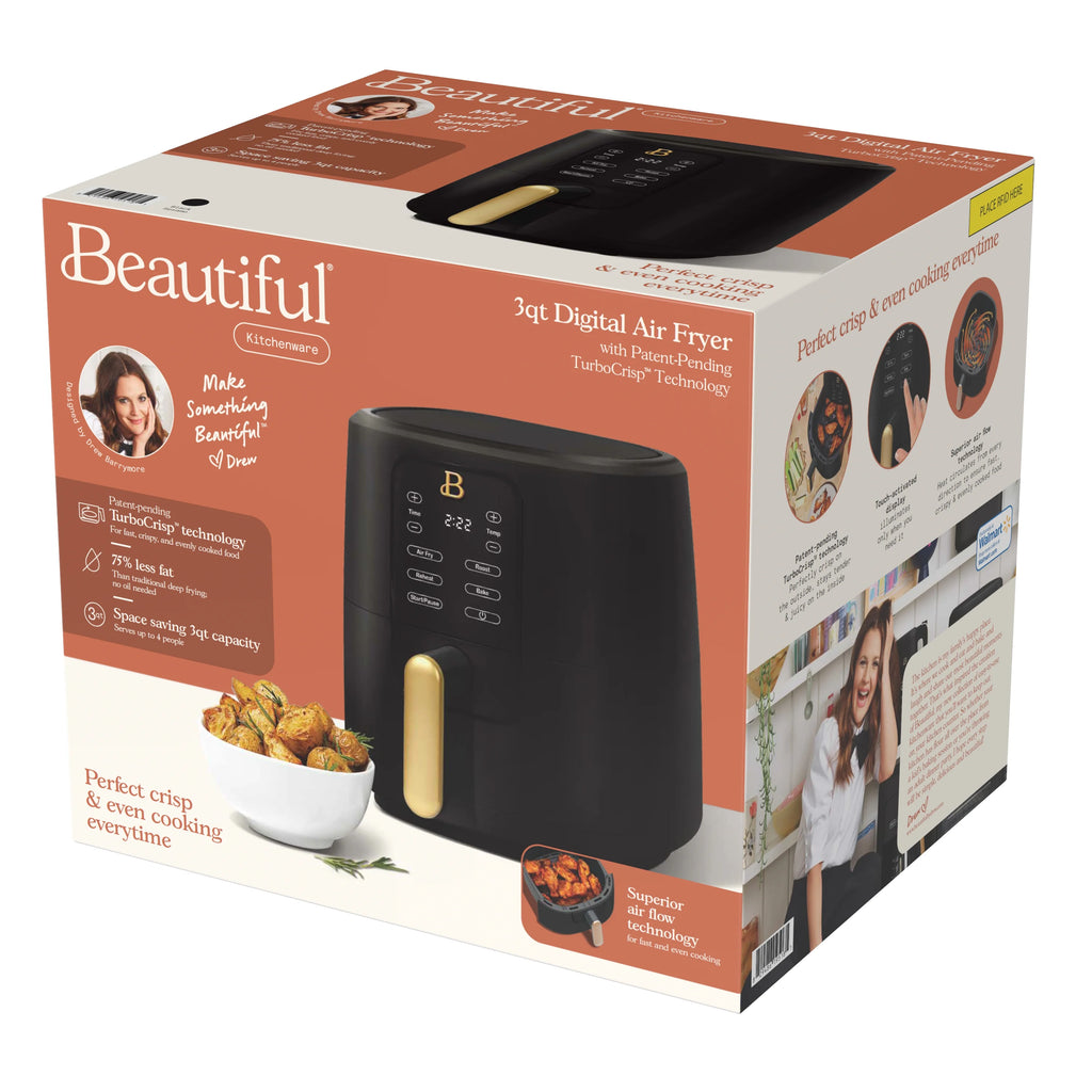 Beautiful 3 Qt Air Fryer with TurboCrisp Technology, White Icing by Drew Barrymore Q37808