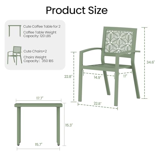 Peacock Blue Outdoor Bistro Set for 2 with Coffee Table R445