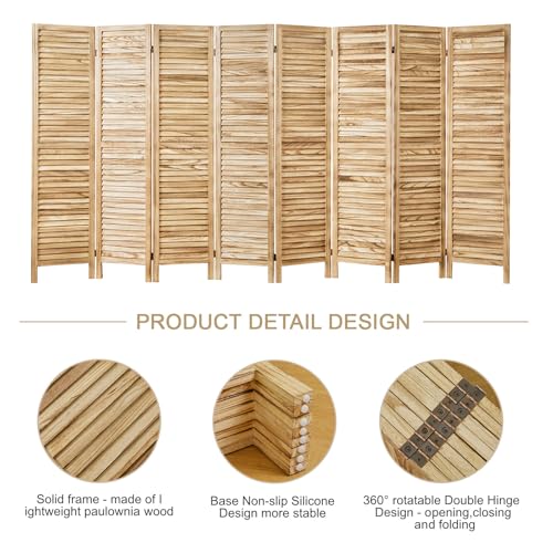 Room Partitions and Dividers, 5.6 Ft Tall Folding Wood Screen, 4 Panels S6959