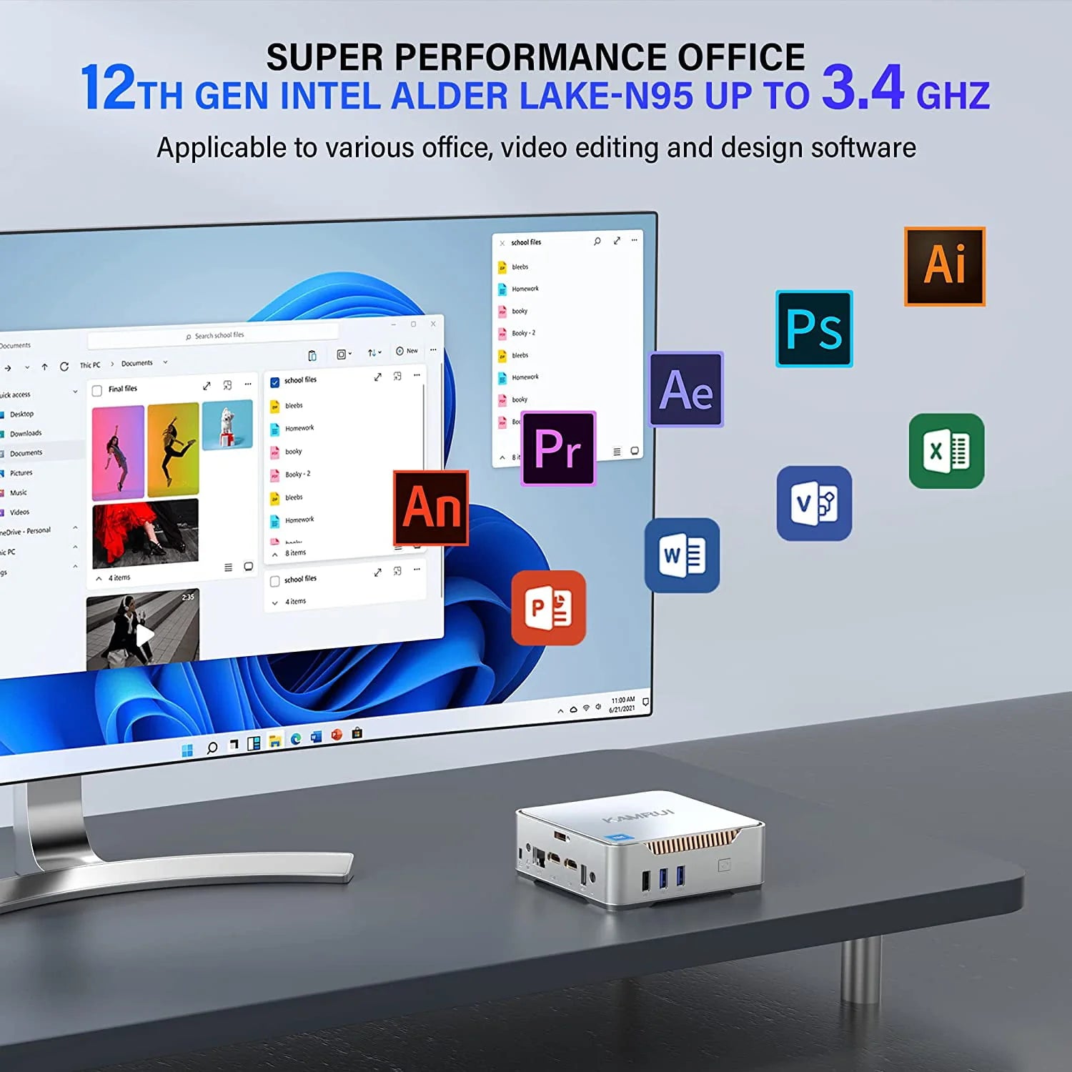 KAMRUI Mini PC N95 16GB 512GB Windows 11 Pro I112364