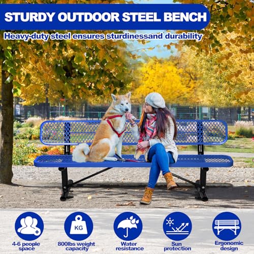 Heavy Duty Outdoor Metal Park Bench with Backrest for Garden Patio Yard K713