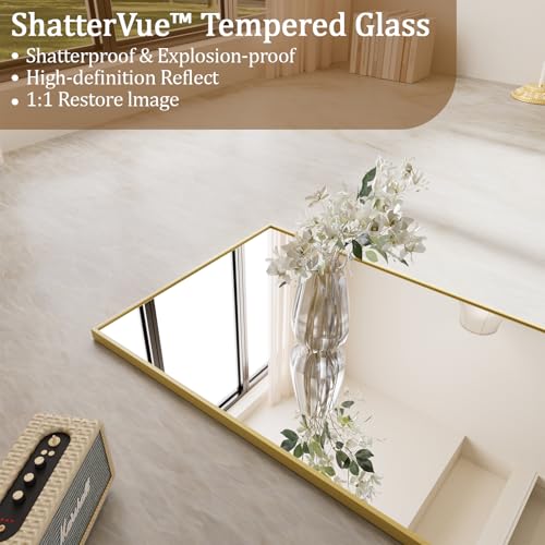 Koonmi Large Full Length Mirror with Stand, Aluminum Alloy Frame, Black G7504