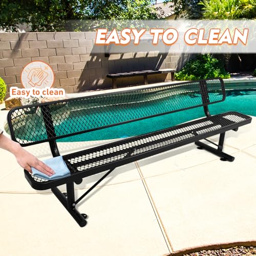 Heavy Duty Outdoor Metal Park Bench with Backrest for Garden Patio Yard K713
