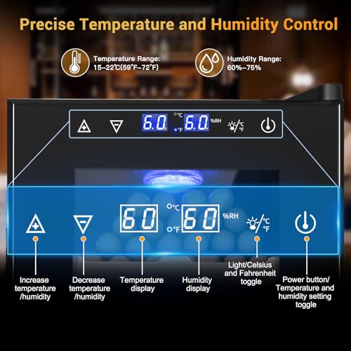 Electric Humidor for Cigars, 35L Thermostatic Cabinet with Digital LED Screen U918
