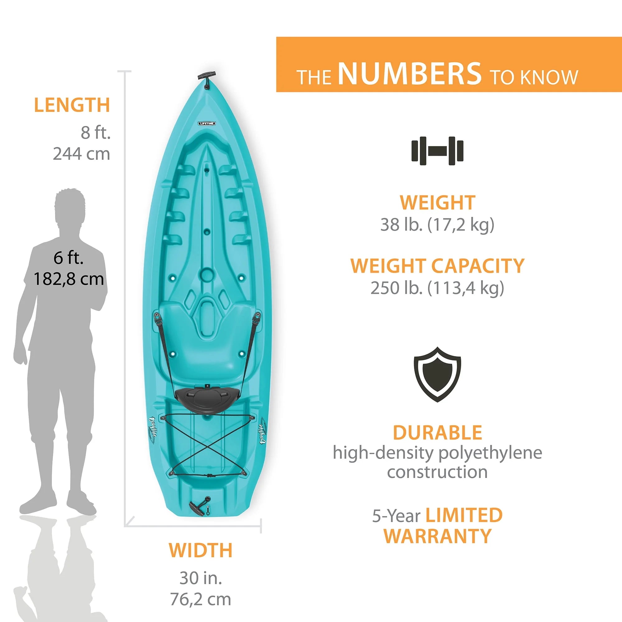 Lifetime Daylite 8 ft Sit-on-Top Kayak, Red H51700