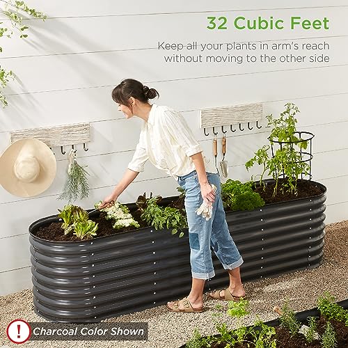 Best Choice Products 8x2x2ft Metal Raised Garden Bed Oval Planter Box for Vegetables, Herbs B5622