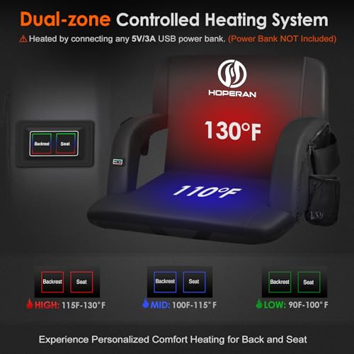 HOPERAN Heated Stadium Seat with Back Support, Portable for Outdoor Games P969611