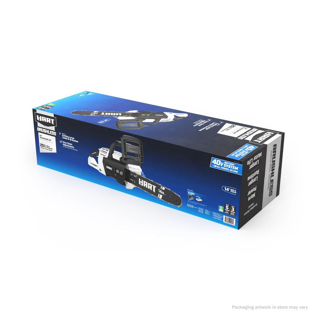 HART 40-Volt 14-inch Brushless Chainsaw Kit with 4.0Ah Battery S7085